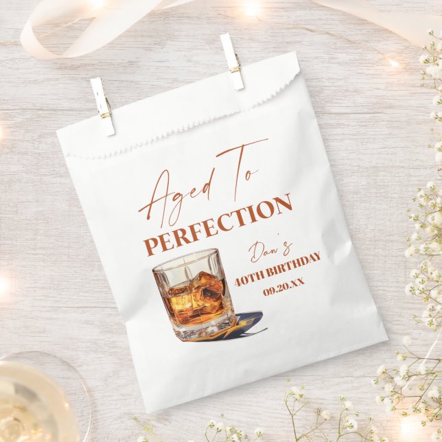 Aged To Perfection Whisky Glass Birthday Party Favour Bag (Clipped)