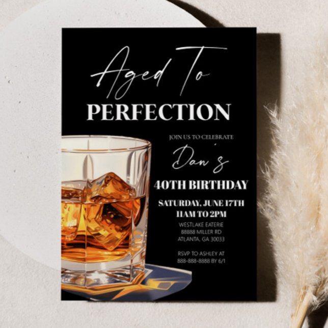 Aged To Perfection Whisky Glass Birthday Party Invitation (Creator Uploaded)