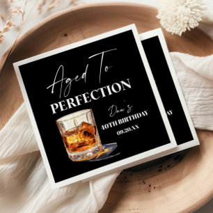 Aged To Perfection Whisky Glass Birthday Party Napkin