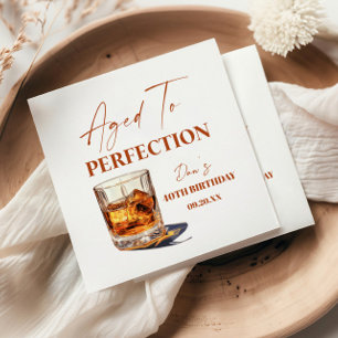 Aged To Perfection Whisky Glass Birthday Party Napkin