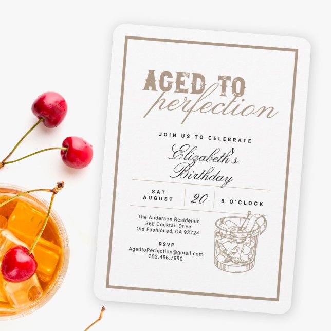 Aged to Perfection White Whiskey Birthday Party Invitation (Creator Uploaded)