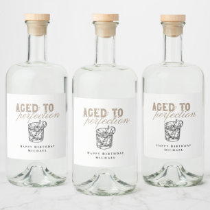 Aged to Perfection White Whiskey Birthday Party Liquor Bottle Label