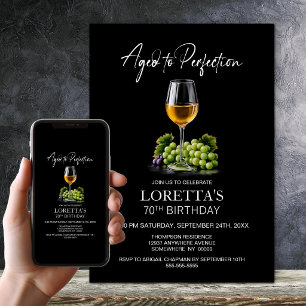 Aged to Perfection White Wine 70th Birthday Party Invitation