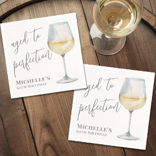 Aged To Perfection White Wine Birthday Napkin
