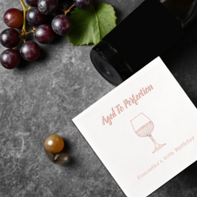 Aged To Perfection Wine 40th Birthday Foil Napkins (Creator Uploaded)