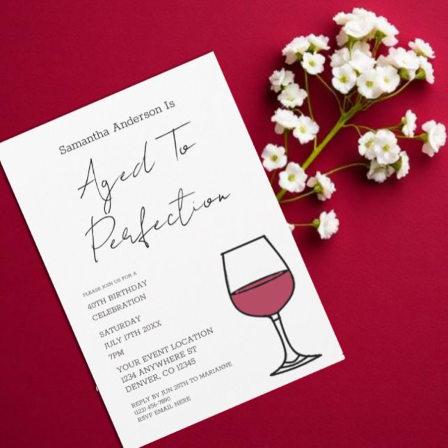 Aged To Perfection Wine 40th Birthday Invitation (Creator Uploaded)