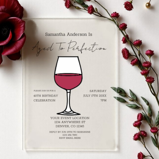 Aged To Perfection Wine 40th Birthday Invitation (Creator Uploaded)