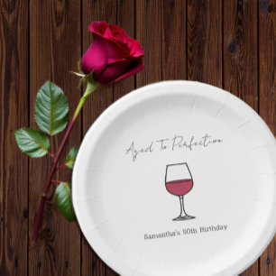 Aged To Perfection Wine 50th Birthday Paper Plate