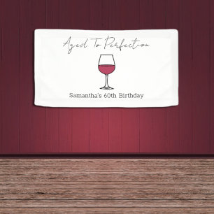Aged To Perfection Wine 60th Birthday Banner