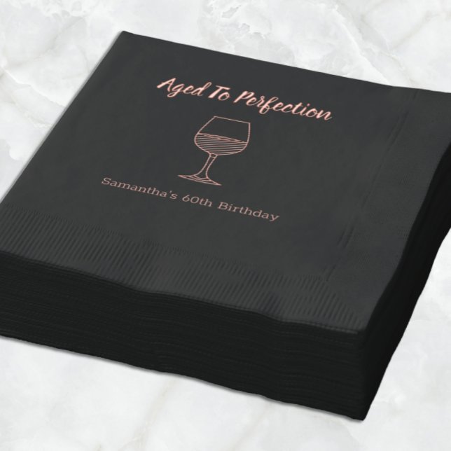 Aged To Perfection Wine 60th Birthday Foil Napkins (Creator Uploaded)