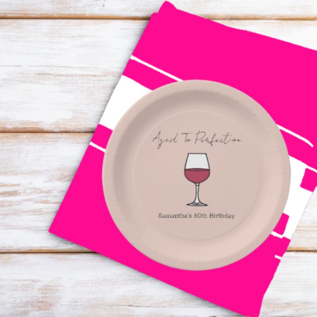 Aged To Perfection Wine 60th Birthday Paper Plate (Creator Uploaded)