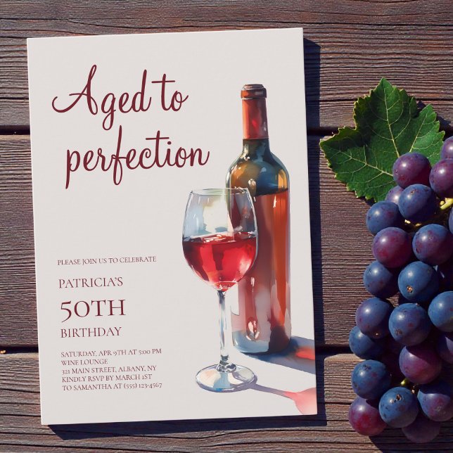 Aged to Perfection Wine Adult 50th Birthday Party Invitation (Aged to Perfection Wine Adult 50th Birthday Party Invitation)