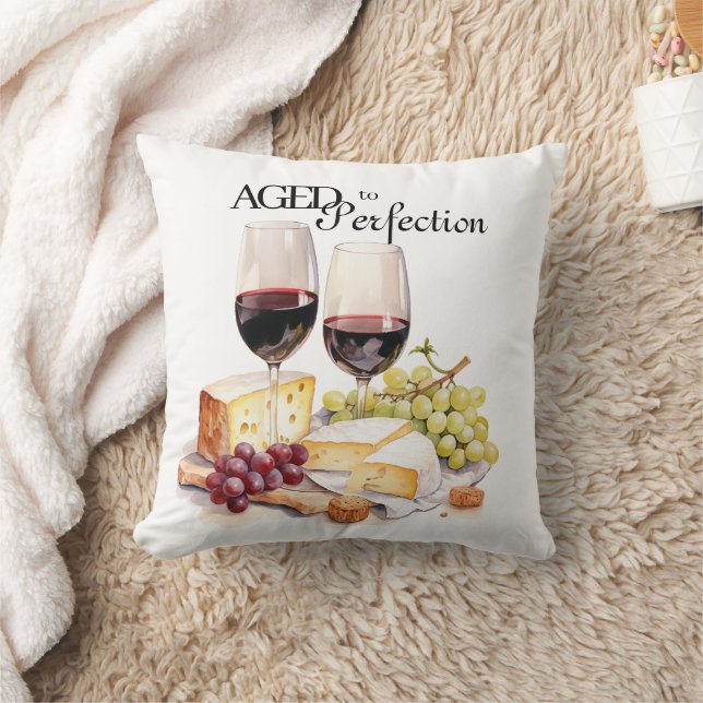 Aged to Perfection Wine and Cheese Birthday Cushion (Blanket)