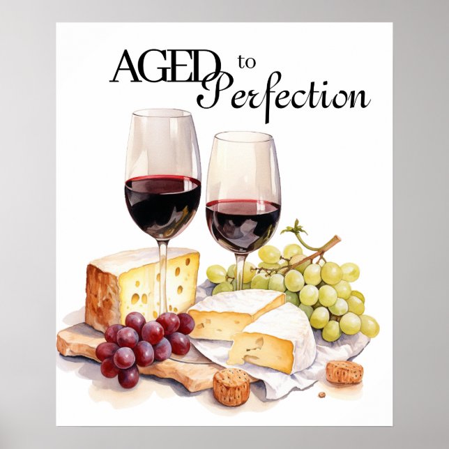 Aged to Perfection Wine and Cheese Birthday Party  Poster (Front)