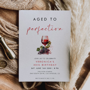 Aged to Perfection Wine Birthday Invitation