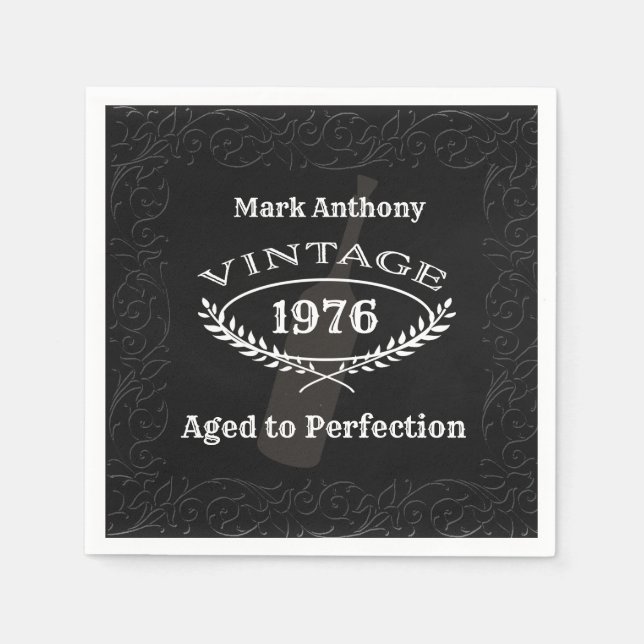 Aged to Perfection Wine Birthday Napkin (Front)