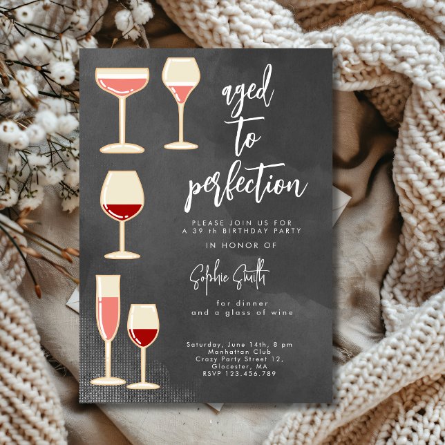 Aged to perfection wine birthday party  invitation (Creator Uploaded)