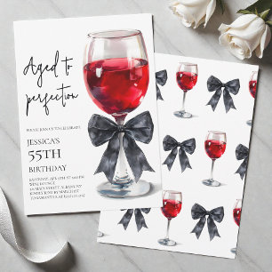 Aged to Perfection Wine Bow 55th Birthday Party Invitation