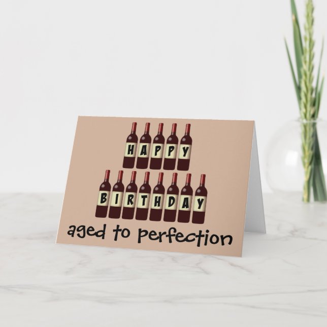 Aged to Perfection Wine Lover Happy Birthday Card (Front)