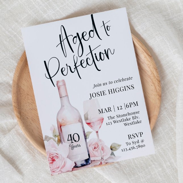 Aged to Perfection, Wine Theme, Winery Birthday Invitation (Creator Uploaded)