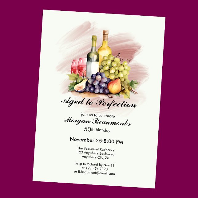 Aged to Perfection Wine Themed 50th Birthday Party Invitation (Creator Uploaded)