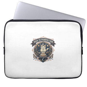 Aged To Purrfection Cat Birthday Age Vintage Vecto Laptop Sleeve