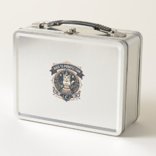 Aged To Purrfection Cat Birthday Age Vintage Vecto Metal Lunch Box