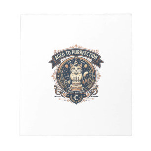 Aged To Purrfection Cat Birthday Age Vintage Vecto Notepad