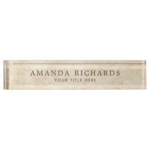 Aged vintage paper parchment nameplate