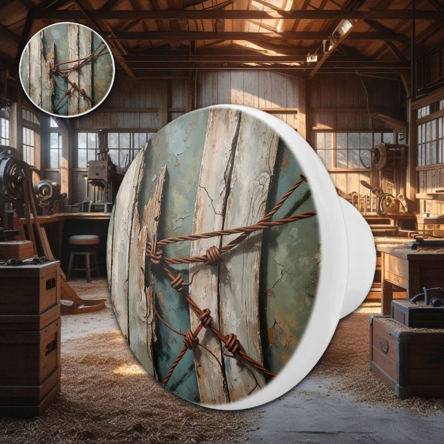 Aged Wood and Barbed Wire Ceramic Knob (Creator Uploaded)