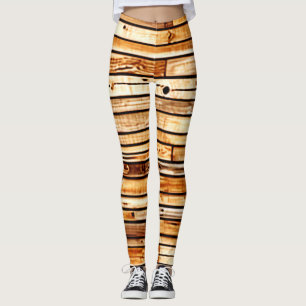 Aged Wood Texture Design Leggings