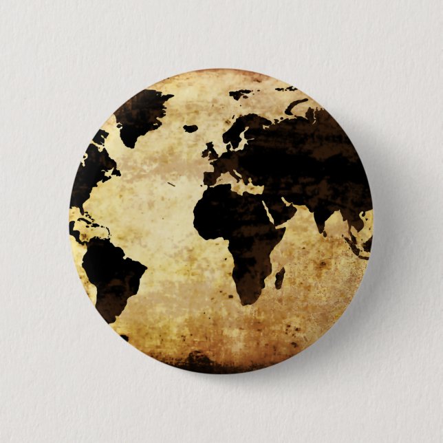 aged-world-map 6 cm round badge (Front)