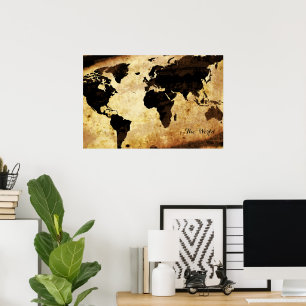 aged world-map poster