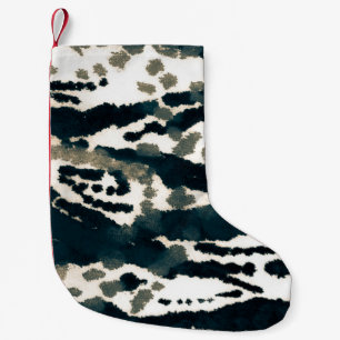 Aged Zebra Print. Grey Zebra Rough Print. Grey Zeb Small Christmas Stocking
