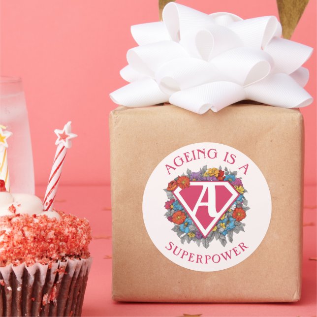 Ageing is a superpower birthday classic round sticker (Party)
