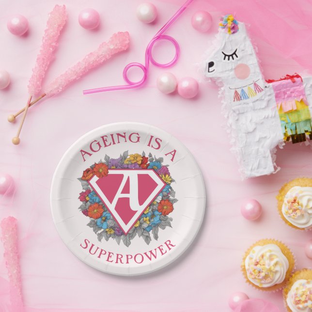Ageing is a superpower birthday paper plate (Party)