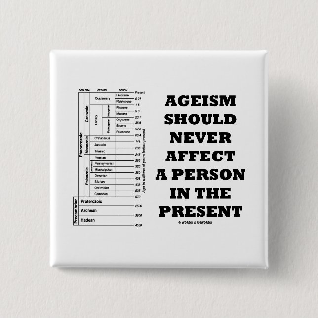 Ageism Should Never Affect A Person In The Present 15 Cm Square Badge (Front)