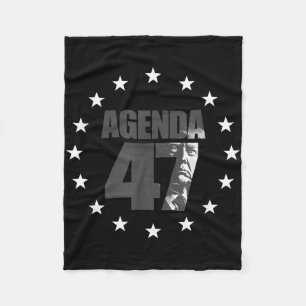 Agenda 47 Patriotic Trump Re-Election Campaign Des Fleece Blanket