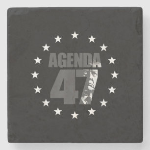 Agenda 47 Patriotic Trump Re-Election Campaign Des Stone Coaster