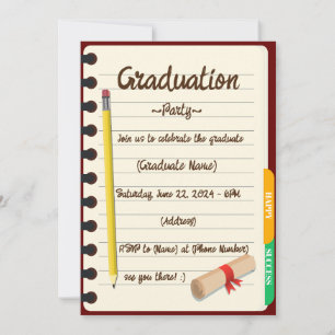 Agenda Notebook Binder Graduation Photo Party Invitation