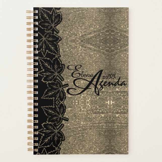 Agenda personalizada con hojas de purpurina (Front)