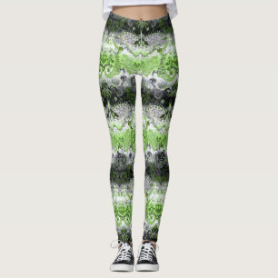 Agender Dragon Damask - Agender Pride Flag Colours Leggings