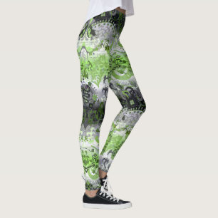 Agender Dragon Damask - Agender Pride Flag Colours Leggings