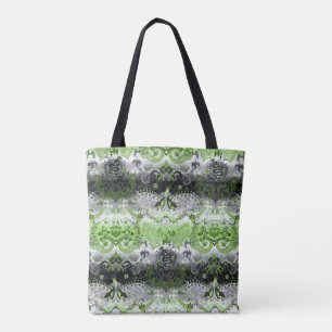 Agender dragon damask - Agender pride flag colours Tote Bag