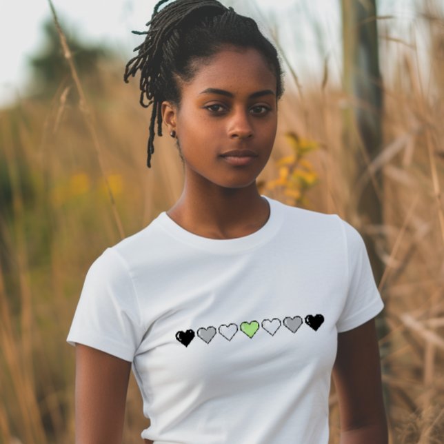 Agender Flag Pixel Heart T-Shirt (Creator Uploaded)