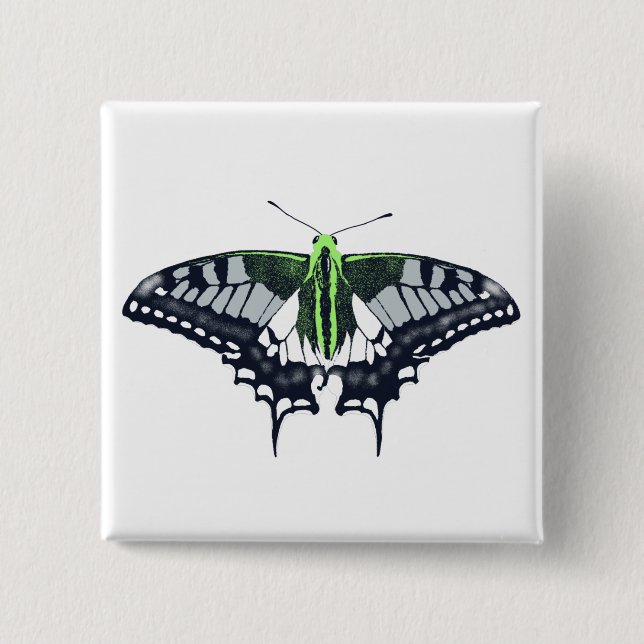 Agender Flag Swallowtail Butterfly 15 Cm Square Badge (Front)