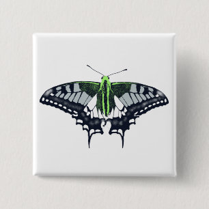 Agender Flag Swallowtail Butterfly 15 Cm Square Badge
