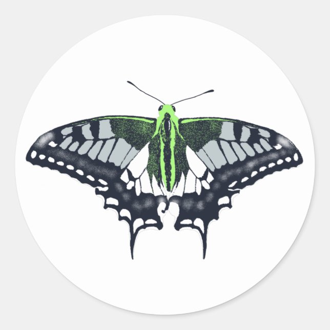 Agender Flag Swallowtail Butterfly Classic Round Sticker (Front)