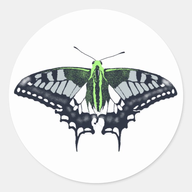 Agender Flag Swallowtail Butterfly Classic Round Sticker (Front)