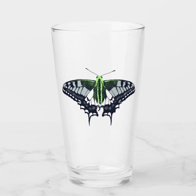 Agender Flag Swallowtail Butterfly Glass (Front)